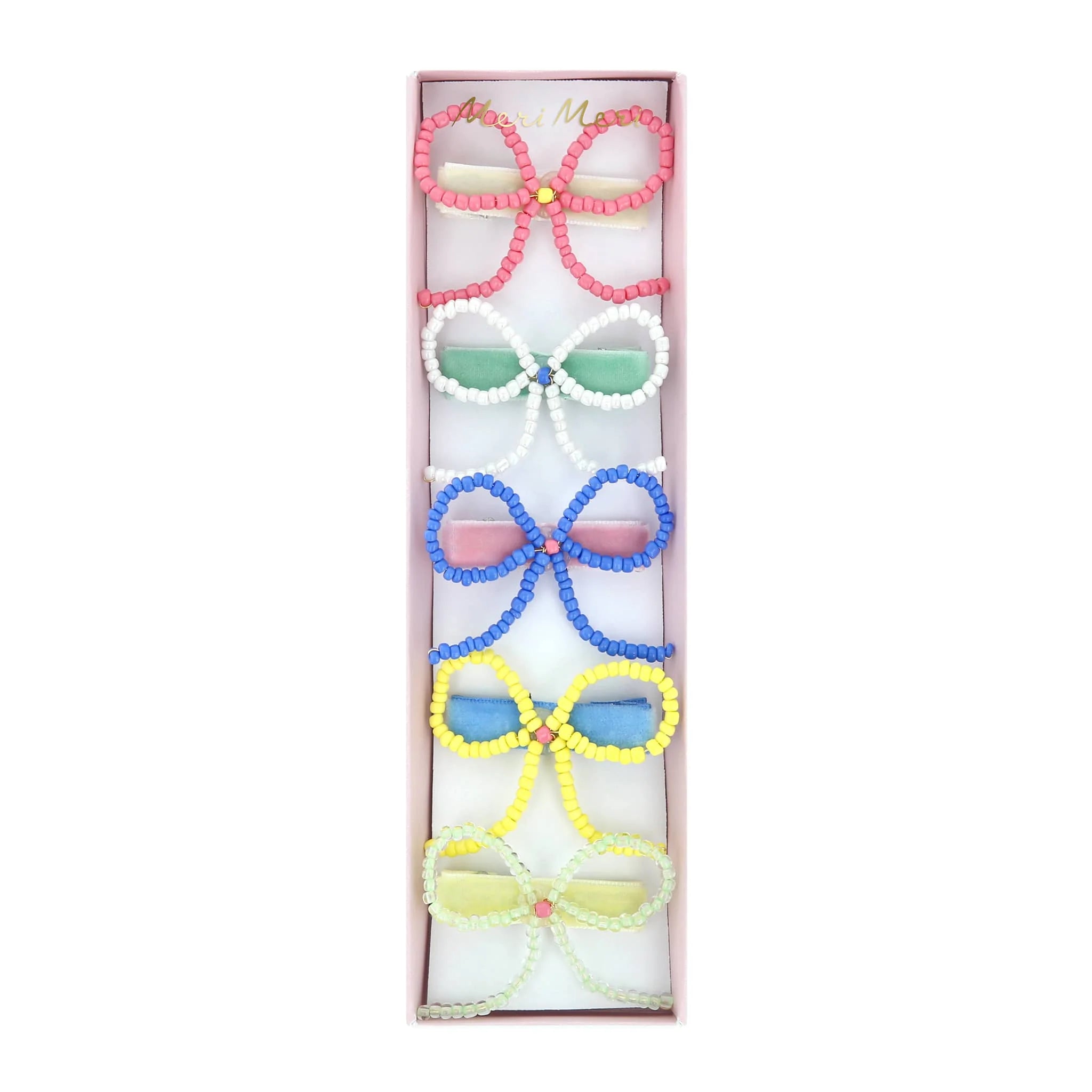 Bestofatlantagiftshop beaded bow hair clips set of 5 in assorted colors
