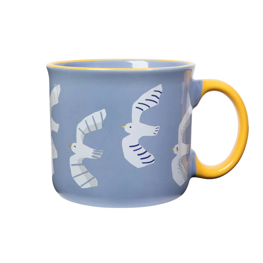 Bestofatlantagiftshop Birdie Wander Ceramic Mug with seagull design on blue