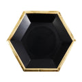 Bestofatlantagiftshop Gold and Black Hexagon Plates - Pack of 8 Elegant Disposable Lunch Plates