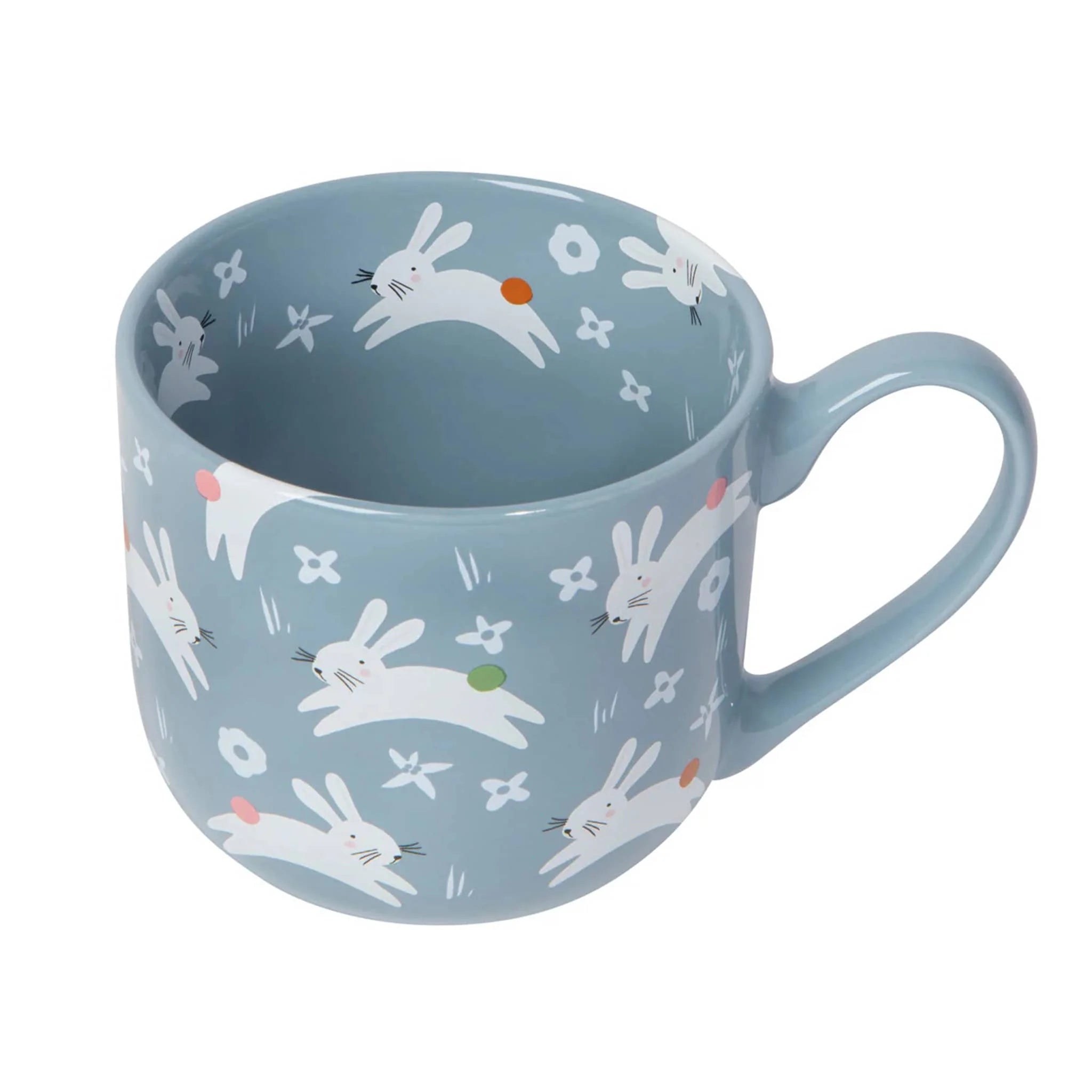 Best Of Atlanta Gift Shop Happy Hops Mug - Blue Stoneware Bunny Coffee Cup
