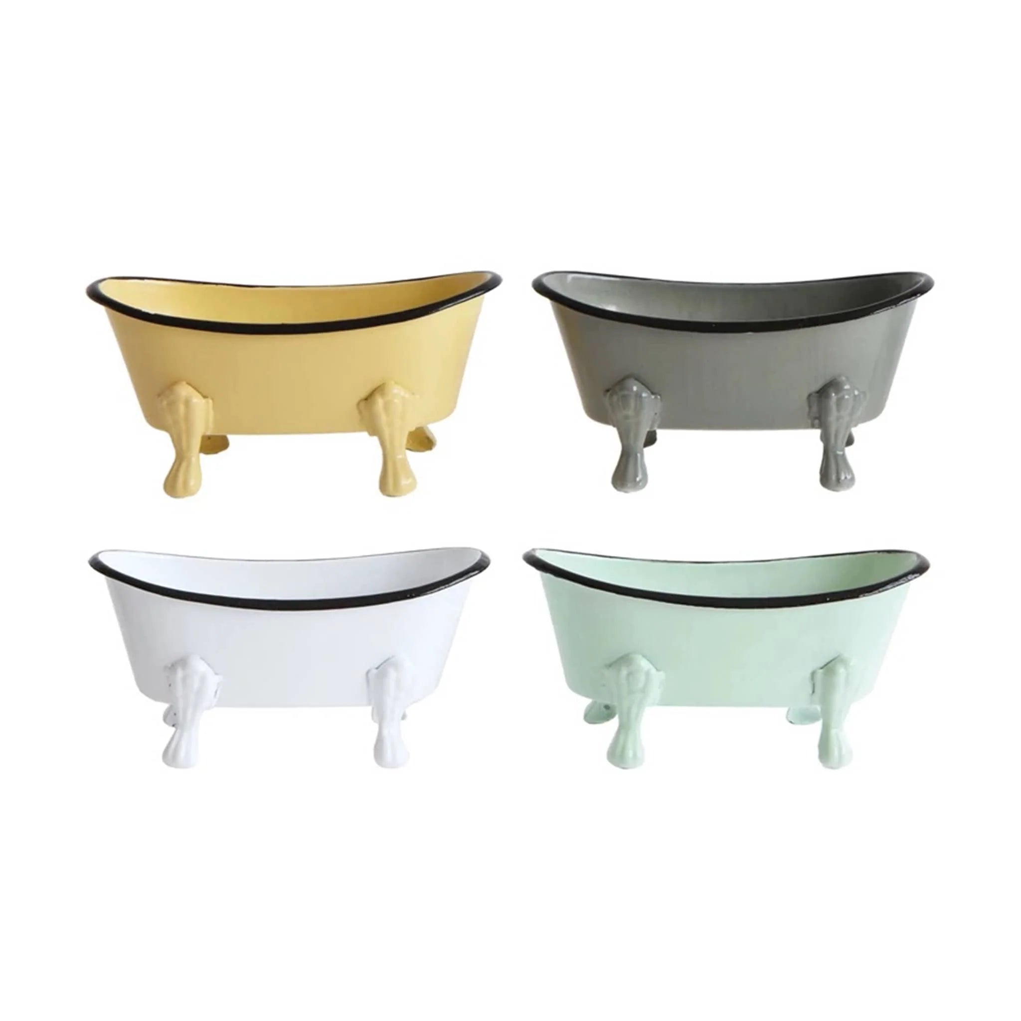 Bestofatlantagiftshop metal bathtub soap dish with black rim in assorted colors
