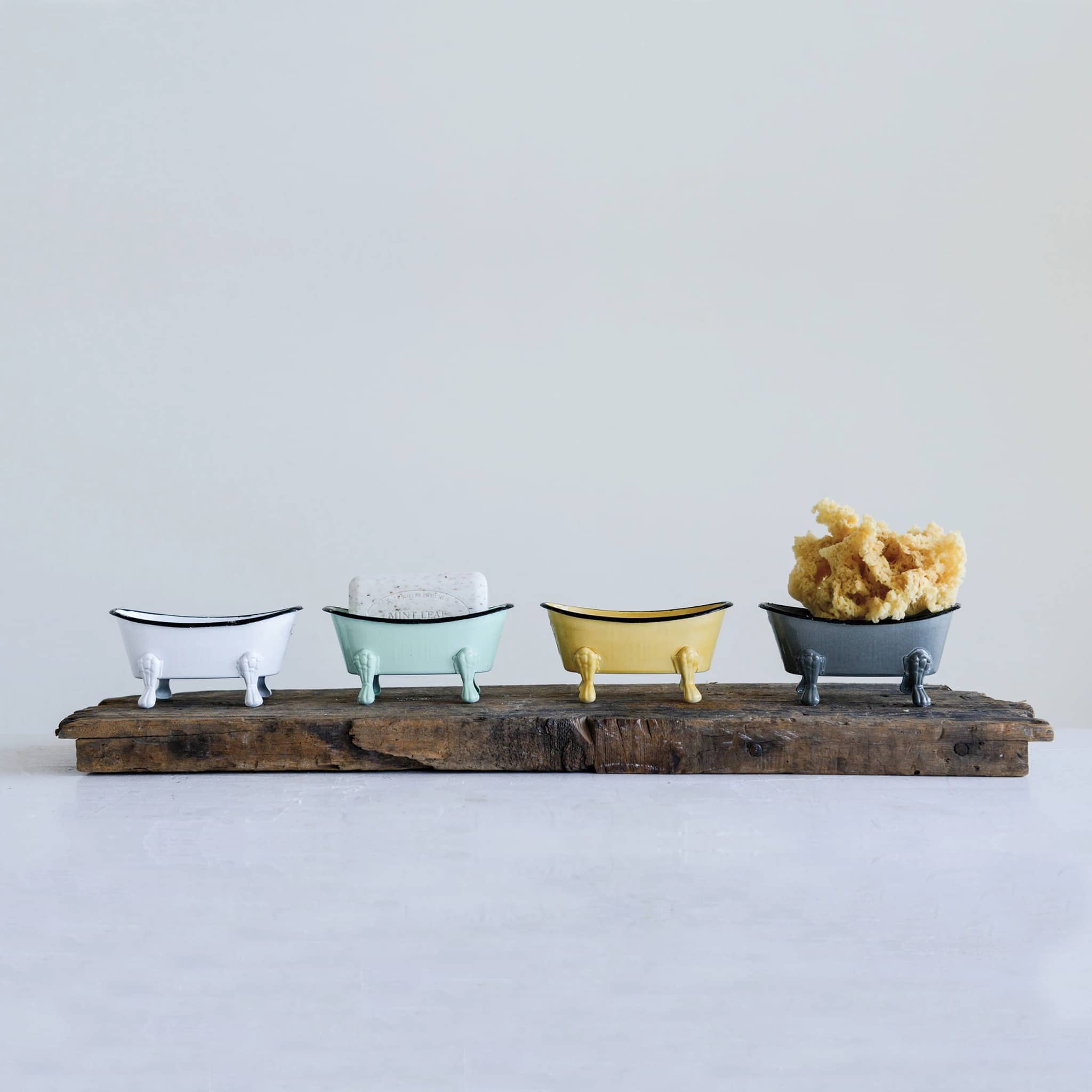 Best Of Atlanta Gift Shop Metal Bathtub Soap Dish with Black Rim - Set of 4 Colors