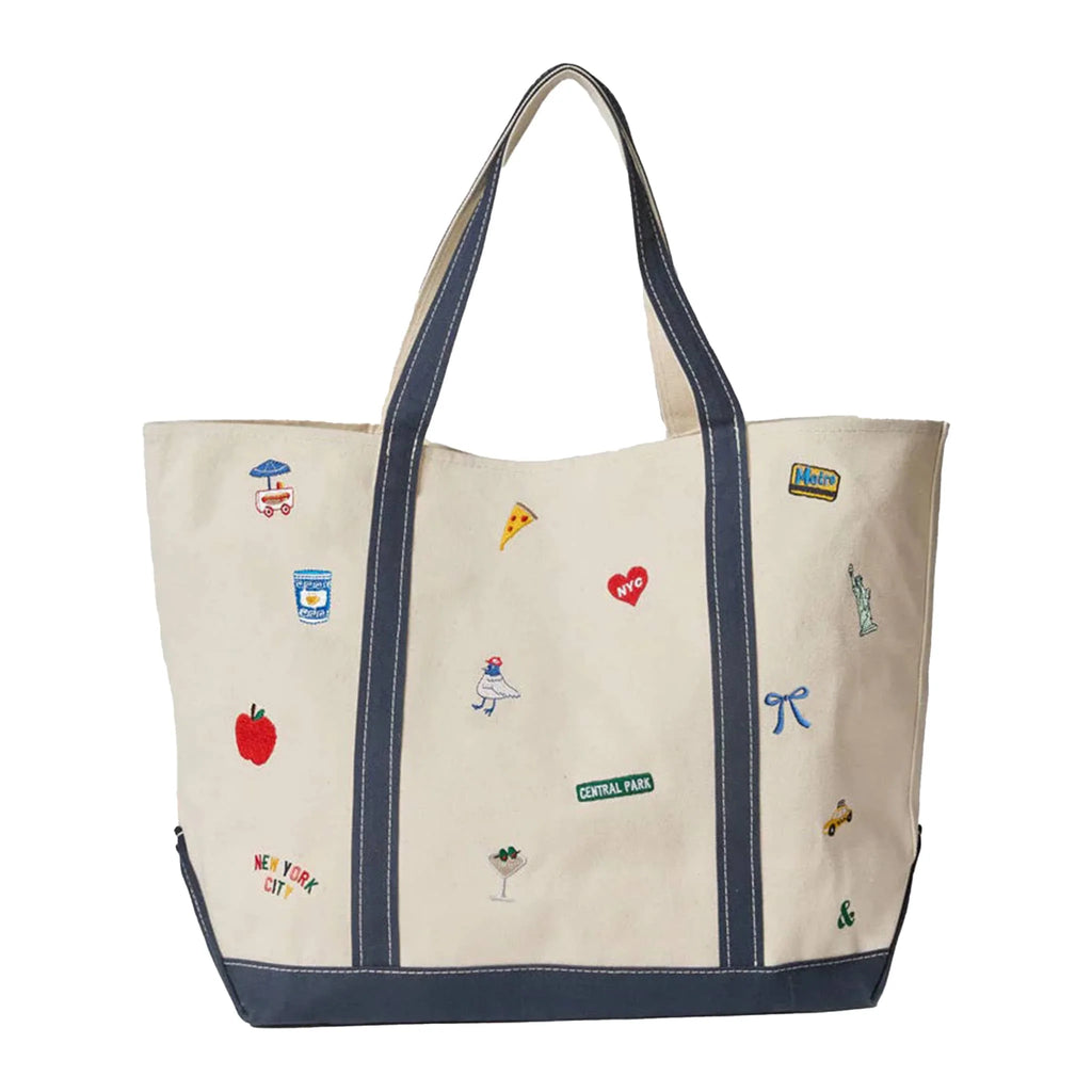 Bestofatlantagiftshop New York City Icons Embroidered Tote with NYC motifs