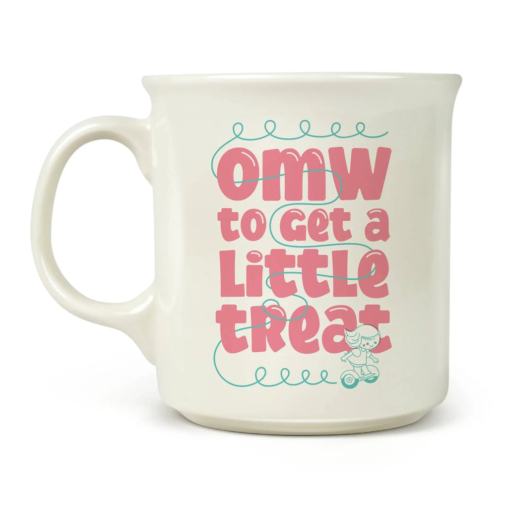 Bestofatlantagiftshop On My Way ceramic mug with pink typography and scooter illustration