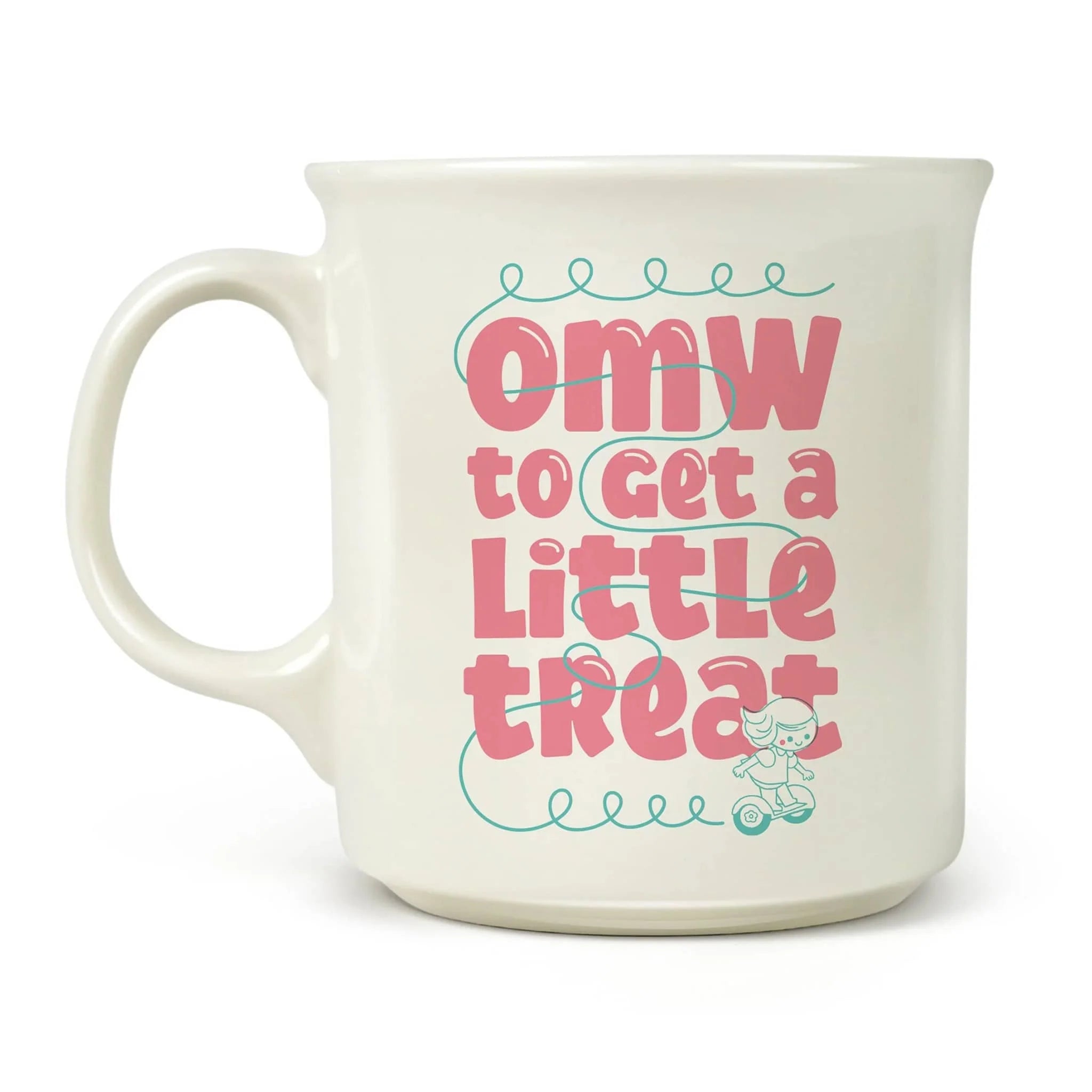 Bestofatlantagiftshop On My Way ceramic mug with pink typography and scooter illustration