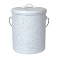 Bestofatlantagiftshop Speckled Metal Compost Bin in White with Gray Speckles