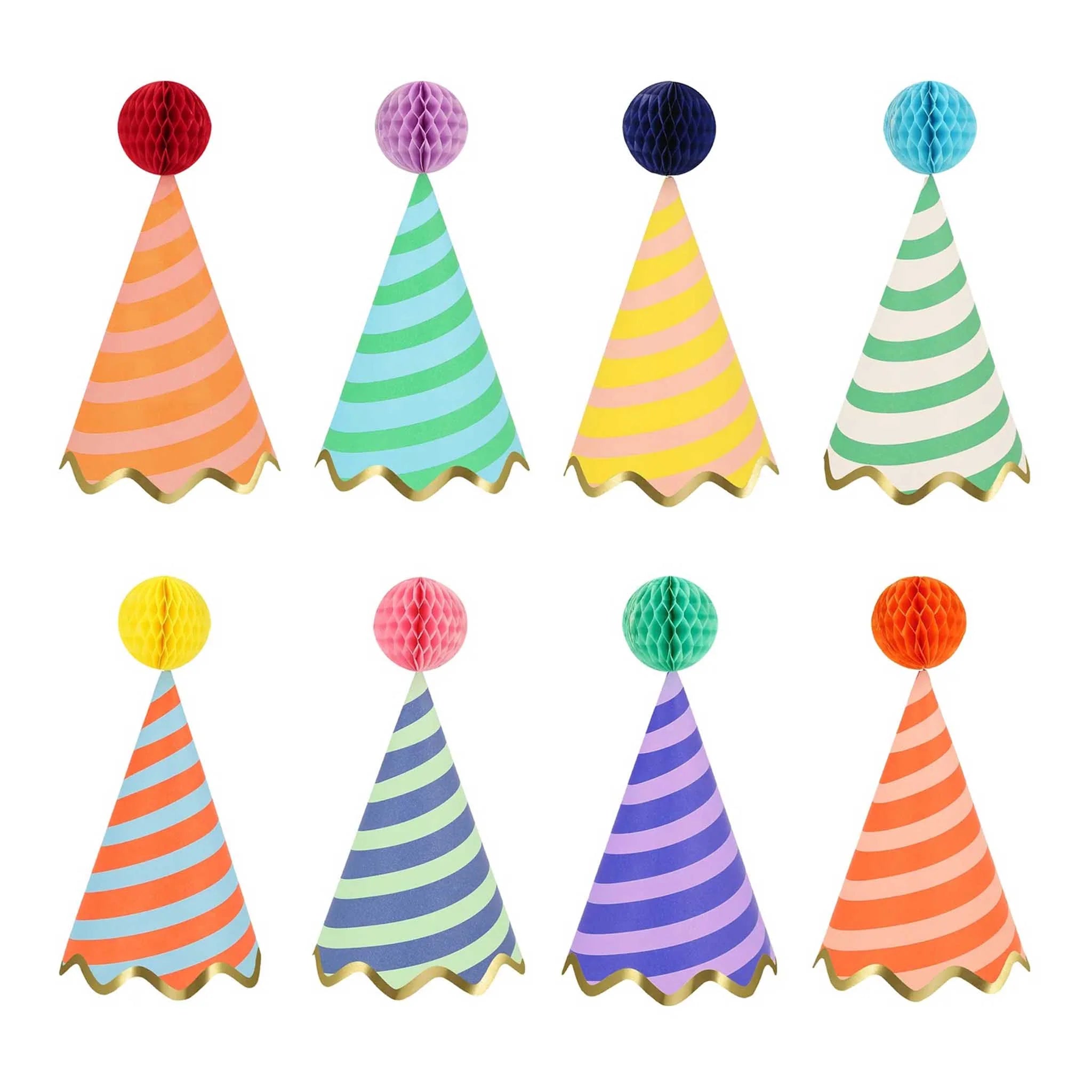 Bestofatlantagiftshop stripe party hats pack of 8 colorful party hats